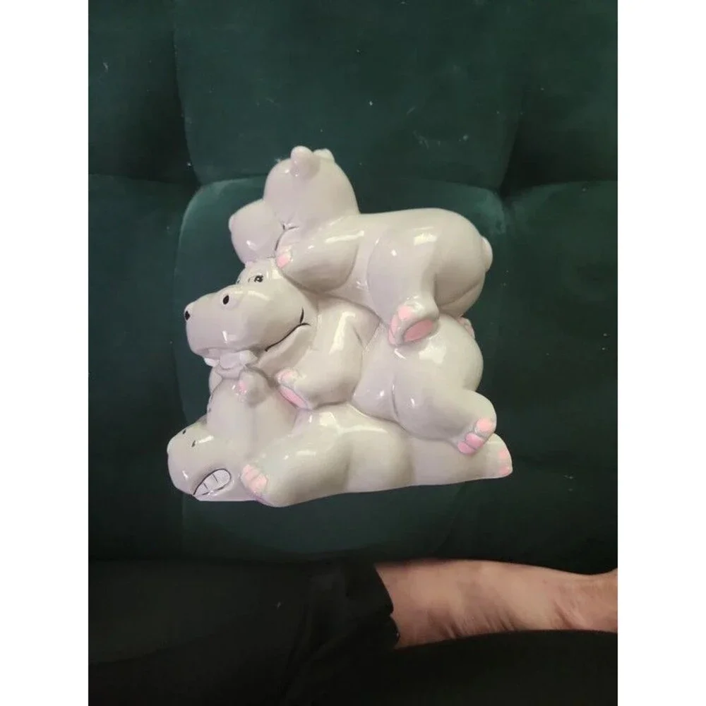 Vintage Pile of Hippos Bank Vintage Ceramic 4 Hippos, Pristine & Beyond Cute!